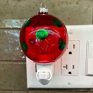 Cypress Home Glass Ball Christmas Night Light Red Polka Dot Whimsical